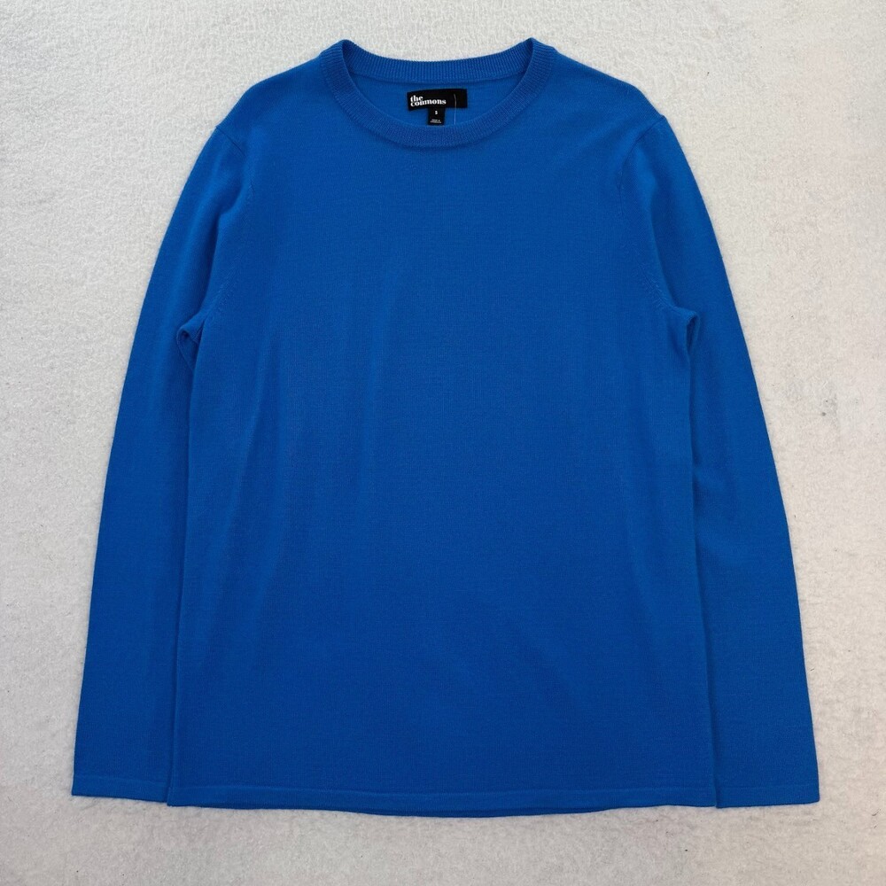 The Commons Mens Blue Merino Wool Capsule Long Sleeve Knit Crewneck Sweater Sz S